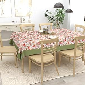 Buy LINENWALAS Cotton Linen Printed Table Cover with Border, 6 Seater ...