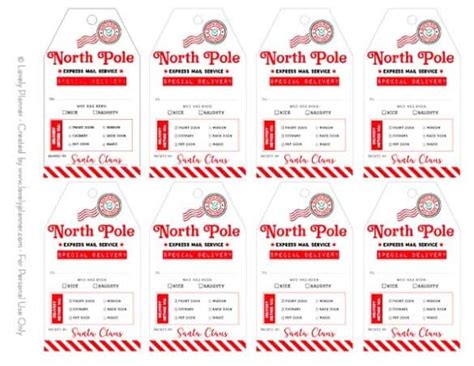 Free Printable North Pole Gift Tags / Santa Gift Tags - Lovely Planner