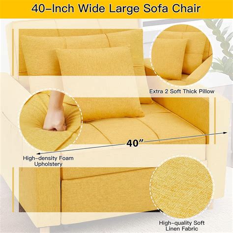 Buy Esright 40 Inch Sleeper Chair Bed 3-in-1 Convertible Futon Chair ...