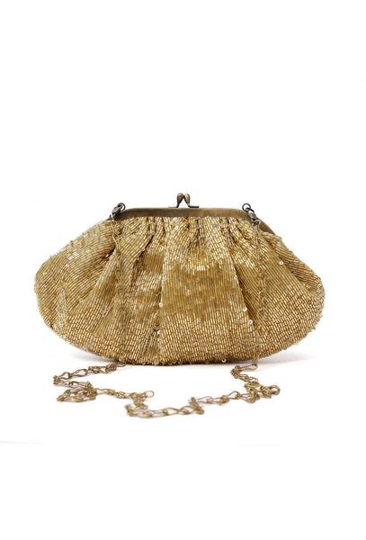 Goldy Golden Embellished Clutch Bag – TJORI