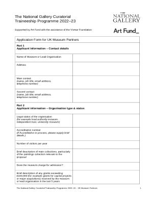 APPLICATION for MUSEUMS - National Gallery Doc Template | pdfFiller