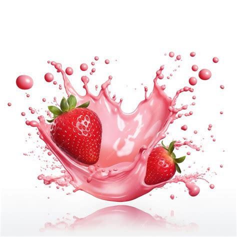 Premium AI Image | A strawberry splashing into a pink splash of milk