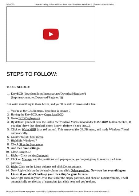 Image result for Uninstall Linux and Install Windows 7