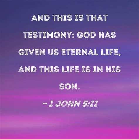 1 John 5:11 And this is that testimony: God has given us eternal life ...