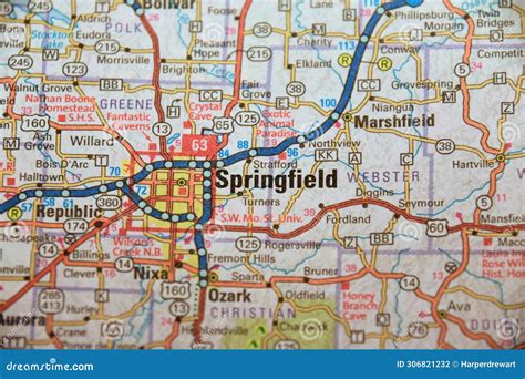 Map Image of Springfield, Missouri Stock Photo - Image of historic ...