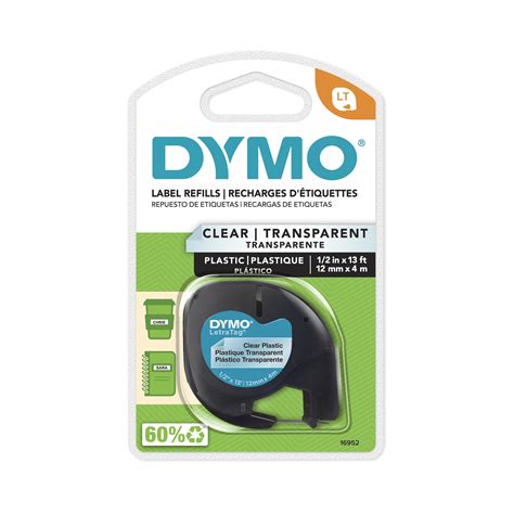 DYMO Labeling Tape for LetraTag Label Makers, Black Print on Clear ...