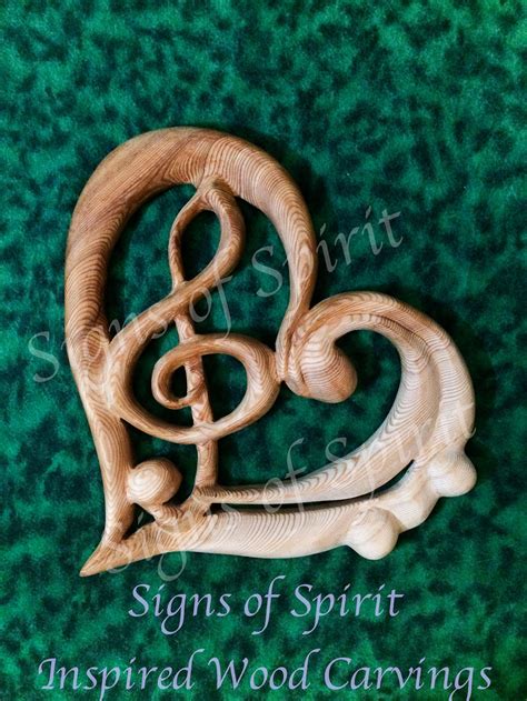 Music Heart-treble Bass Clefs Within Heart Shape Wood Carving for Music ...