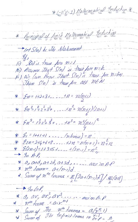 Mathematical Induction [ complete Notes with Examples and Imp Formulas ...
