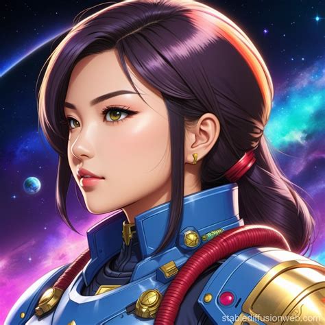Cyborgized Asian Female Space Marine | Stable Diffusion Online