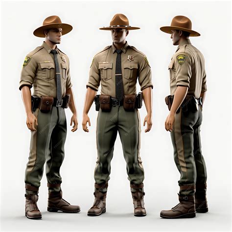 Premium AI Image | 3D of Park Ranger in Uniform With Park Logo Focusing ...