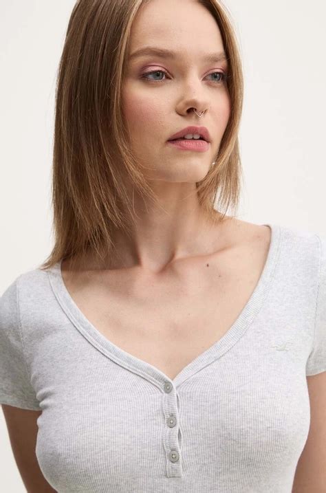 Hollister Co. t-shirt bawełniany kolor szary | Answear.com