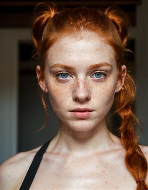 A close up of a woman with red hair and freckled hair - SeaArt AI