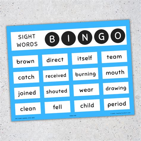 Sight Words Bingo Cards: 8th 100 Fry Sight Words, Fun Activities | Made ...