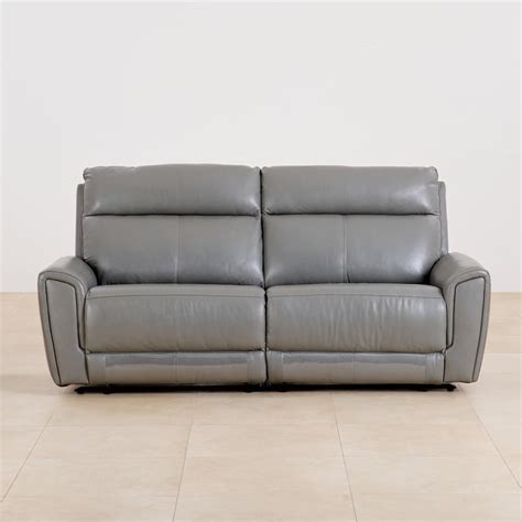 Buy (Refurbished) Eddison Half Leather 3-Seater Recliner Sofa - Grey ...