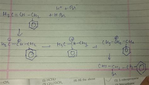 3-Phenylpropene on reaction with HBr gives (as a major product ...