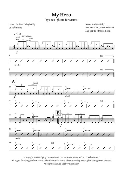 My Hero (arr. GS Publishing) by Foo Fighters Sheet Music for Drums at ...