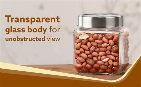 Buy AGARO Elegant Cube Jar 580 ml, Square Shaped, Transparent Lid with ...