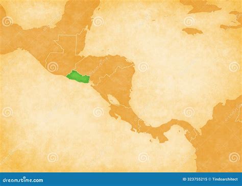 Ocher Map of Central America - El Salvador Stock Illustration - Illustration of republic ...
