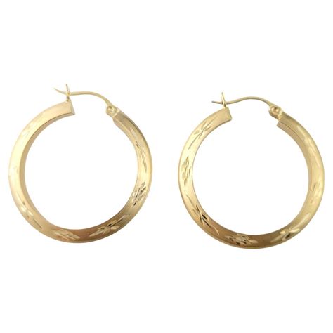 14k Yellow Gold Hoop Earrings For Sale at 1stDibs