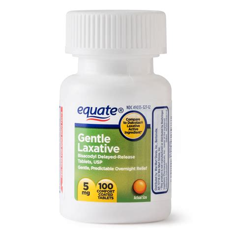 Equate Bisacodyl Gentle Laxative Tablets for Adult Constipation, 5 mg ...