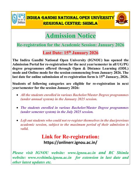 IGNOU-RC-Shimla- Announcements - Latest - Notification for Re ...