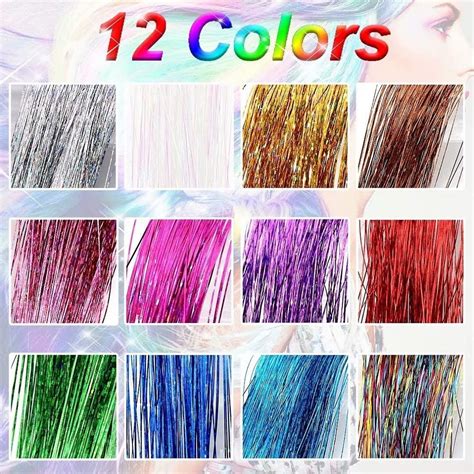 AHS Hair Tinsel Extensions Kit 47 Inch 12 Colors Fairy Feather ...