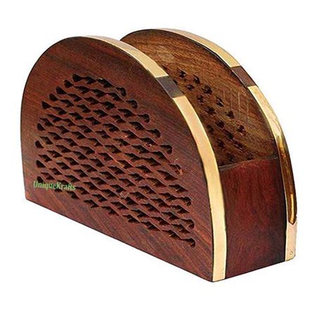 Buy Zyntix Handmade Wooden Tissue Holder Jali Special Design with Brass ...
