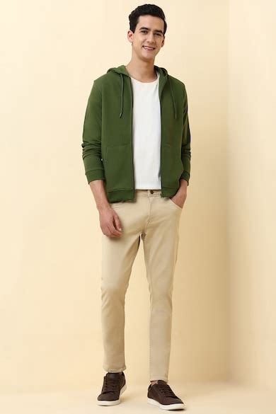 Allen Solly Sweatshirts, Men Green Hooded Neck Full Sleeves Casual ...