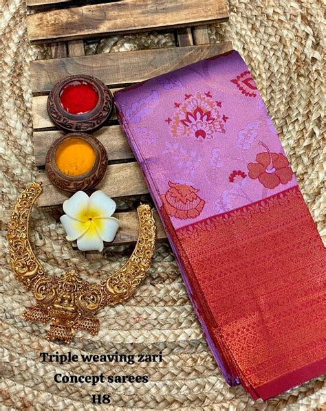 Tissue Triple Weave 1 Traditional Weaving Tissue Silk Saree Collection