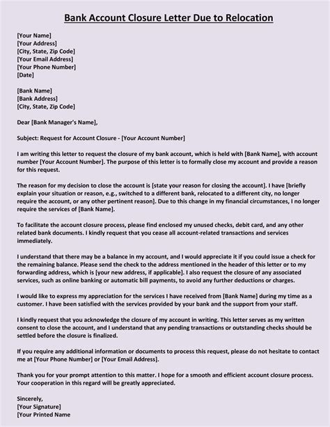 [Top-5] Bank Account Closing Letter Format with Reason (Word)