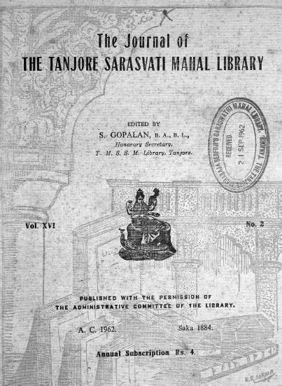 The journal of the tanjore sarasvati mahal library - இதழ்