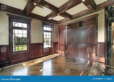 Library with Cherry Wood Paneled Walls Stock Image - Image of luxury ...