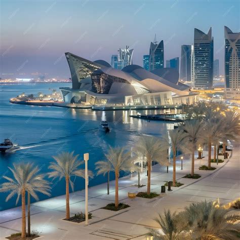 Doha capital city of rich country Qatar has attractive buildings and ...