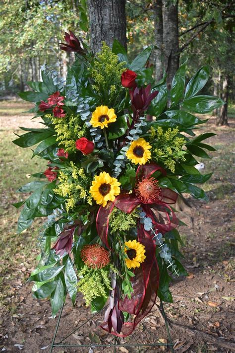 Fall Standing Funeral Spray | Funeral sprays, Funeral floral ...