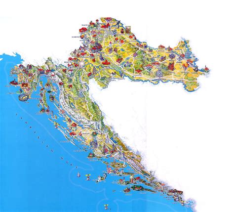 Large tourist illustrated map of Croatia | Croatia | Europe | Mapsland | Maps of the World