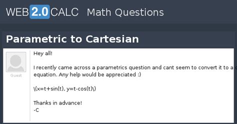 View question - Parametric to Cartesian