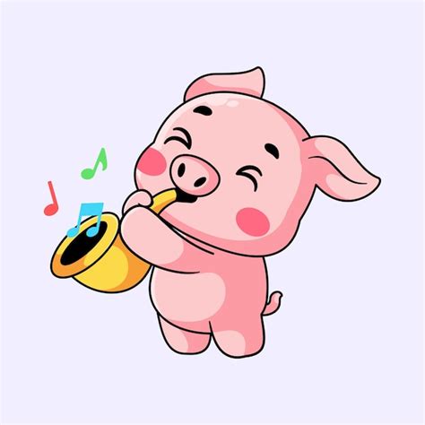 Pig saxophone | Premium Vector