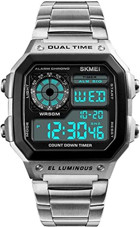 V2A Stainless Steel Small Dial Unisex Multifunction Digital Sports ...