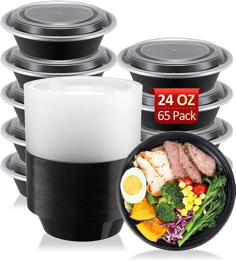 Amazon.com: SHOPDAY Meal-Prep-Containers-65 Pack 24 oz Plastic-Food ...