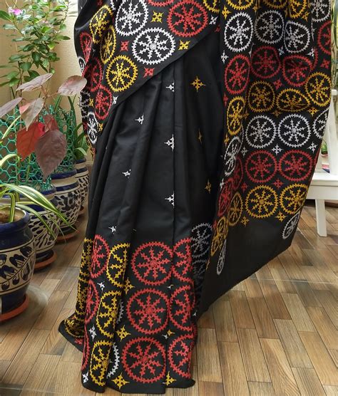 kutchsaree greensaree kutchworksarees kantha designersaree green – VIVARANG
