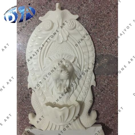 White Stone Lion Head Statue Decorative Fountain – Dharajyot Stone Art