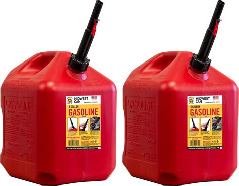 Amazon.com: Midwest Can 5-Gal Metal Gas Can w/Spout (2 Pack) : Automotive