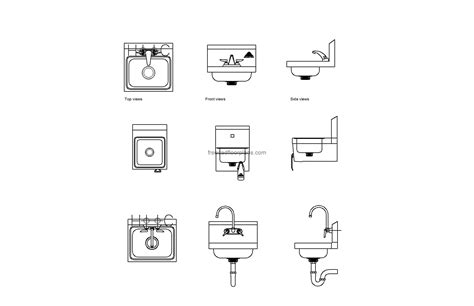 Commercial Hand Wash Sinks - Free CAD Drawings