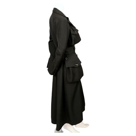 2004 YOHJI YAMAMOTO long black wool RUNWAY coat with 3-D pocket detail ...