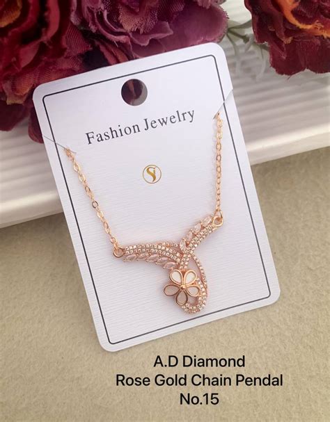AD Diamond Rose Gold Chain Pendant 8