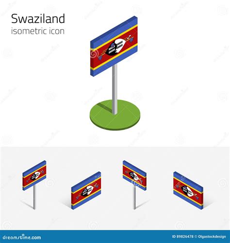 Swaziland Flag, Vector 3D Isometric Flat Icons Stock Vector ...