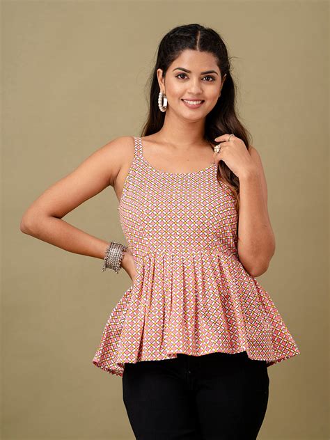 Floral Print Cotton Peplum Top – feranoid