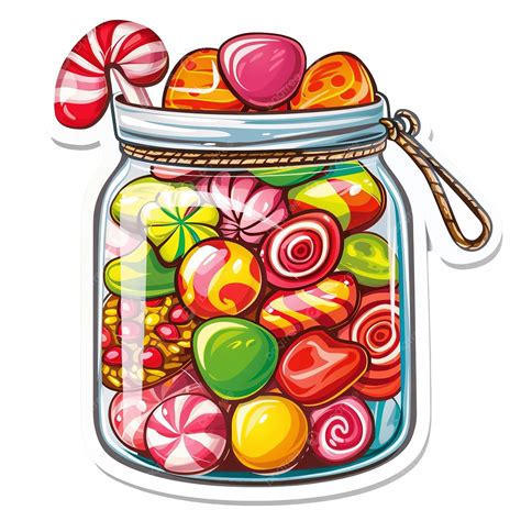 Sticker Of A Cartoon Candy In Jar, Candy, Sweet, Sugar PNG Transparent ...