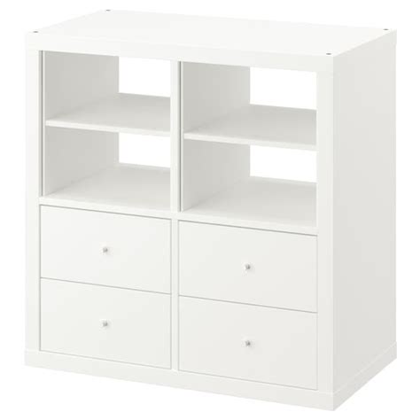 KALLAX shelving unit, with 4 drawers/with 2 shelf inserts white, 77x77 ...