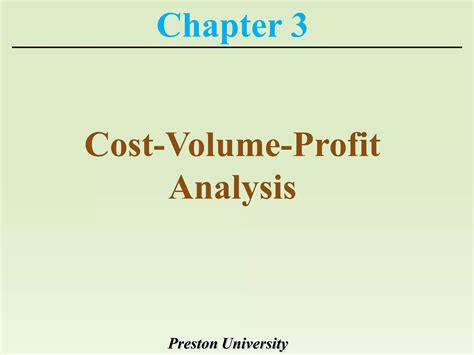 Cost Volume Profit Analysis